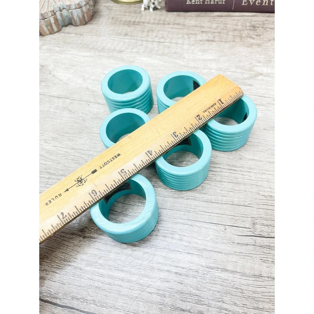 Vintage Blue Napkin Rings - Retro Set of 6